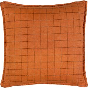Yard Linen Grid Check Reversible Cushion Cover - Orange - Size 50 Cm X 50 Cm Yard Linen Grid Check Reversible Cushion Cover - Orange - Size 50 Cm X 50 Cm