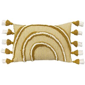Furn. Rainbow Cotton Tuft Double Tassel Cushion Cover - Yellow - One Size Furn. Rainbow Cotton Tuft Double Tassel Cushion Cover - Yellow - One Size