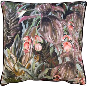 Wylder Tropics Mogori Wild Medinilla Piped Velvet Cushion Cover - Berry - One Size Wylder Tropics Mogori Wild Medinilla Piped Velvet Cushion Cover - Berry - One Size