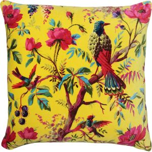 Paoletti Paradise Tropical Velvet Square Cushion Cover - Yellow Cotton - One Size Paoletti Paradise Tropical Velvet Square Cushion Cover - Yellow Cotton - One Size