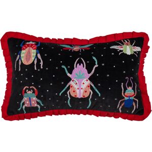 Wylder Nature Darkling Beetles Embroidered Velvet Cushion Cover - Multicolour Cotton - Size 30 Cm X 50 Cm Wylder Nature Darkling Beetles Embroidered Velvet Cushion Cover - Multicolour Cotton - Size 30 Cm X 50 Cm