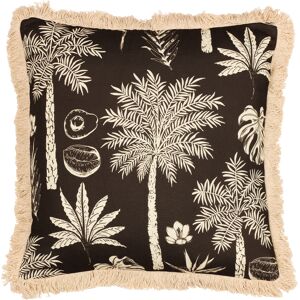 Paoletti Colonial Palm Tropical Fringed Cushion Cover - Black - One Size Paoletti Colonial Palm Tropical Fringed Cushion Cover - Black - One Size