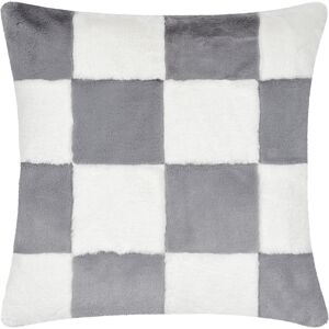 Heya Home Cozee Check Faux Fur Cushion Cover - Blue - Size 50 Cm X 50 Cm Heya Home Cozee Check Faux Fur Cushion Cover - Blue - Size 50 Cm X 50 Cm
