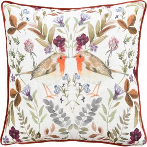 Evans Lichfield Mirrored Robin Watercolour Piped Cushion Cover - Orange - One Size Evans Lichfield Mirrored Robin Watercolour Piped Cushion Cover - Orange - One Size