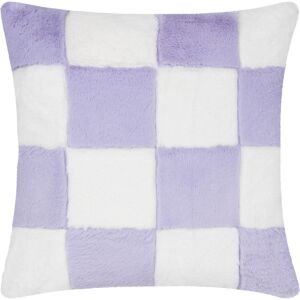 Heya Home Cozee Check Faux Fur Filled Cushion - Lilac - Size 50 Cm X 50 Cm Heya Home Cozee Check Faux Fur Filled Cushion - Lilac - Size 50 Cm X 50 Cm
