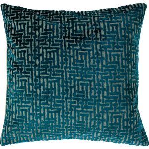 Paoletti Delphi 3d Geometric Velvet Jacquard Cushion Cover - Teal - One Size Paoletti Delphi 3d Geometric Velvet Jacquard Cushion Cover - Teal - One Size