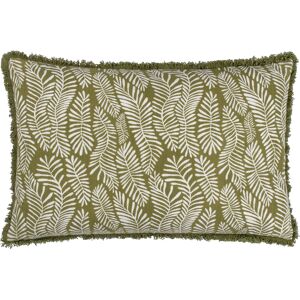 Hoem Frond Abstract Filled Cushion - Olive Cotton - Size 40 Cm X 60 Cm Hoem Frond Abstract Filled Cushion - Olive Cotton - Size 40 Cm X 60 Cm