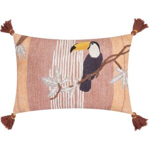 Wylder Tropics Treetop Toucan Embroidered Cushion Cover - Natural Cotton - Size 30 Cm X 50 Cm Wylder Tropics Treetop Toucan Embroidered Cushion Cover - Natural Cotton - Size 30 Cm X 50 Cm