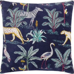 Wylder Tropics Wilds Tropical Cotton Cushion Cover - Navy - Size 55 Cm X 55 Cm Wylder Tropics Wilds Tropical Cotton Cushion Cover - Navy - Size 55 Cm X 55 Cm