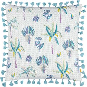 Furn. Chamae Floral Tasselled Cushion Cover - Lilac Cotton - One Size Furn. Chamae Floral Tasselled Cushion Cover - Lilac Cotton - One Size