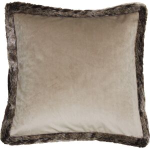 Paoletti Kiruna Velvet Faux Fur Trimmed Cushion Cover - Taupe - One Size Paoletti Kiruna Velvet Faux Fur Trimmed Cushion Cover - Taupe - One Size
