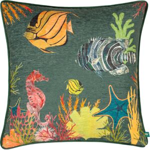 Wylder Tropics Abyss Under The Sea Chenille Feather Filled Cushion - Green - Size 43 Cm X 43 Cm Wylder Tropics Abyss Under The Sea Chenille Feather Filled Cushion - Green - Size 43 Cm X 43 Cm