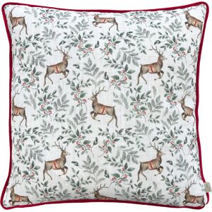 Evans Lichfield Festive Reindeer Repeat Piped Feather Filled Cushion - Red - One Size Evans Lichfield Festive Reindeer Repeat Piped Feather Filled Cushion - Red - One Size