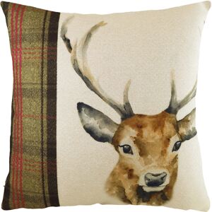 Evans Lichfield Hulder Stag Square Tartan Feather Filled Cushion - Multicolour - One Size Evans Lichfield Hulder Stag Square Tartan Feather Filled Cushion - Multicolour - One Size