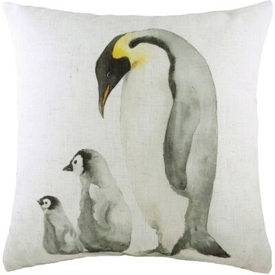 Evans Lichfield Penguin Family Watercolour Cushion Cover - Multicolour - One Size Evans Lichfield Penguin Family Watercolour Cushion Cover - Multicolour - One Size