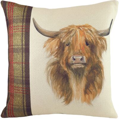 Evans Lichfield Hunter Highland Cow Square Tartan Cushion Cover - Multicolour - One Size Evans Lichfield Hunter Highland Cow Square Tartan Cushion Cover - Multicolour - One Size