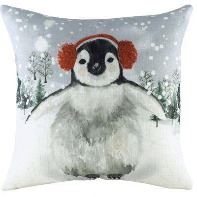 Evans Lichfield Snowy Penguin Earmuff Cushion - 43cm - Unisex Evans Lichfield Snowy Penguin Earmuff Cushion - 43cm - Unisex