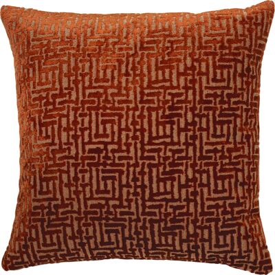 Paoletti Delphi 3d Geometric Velvet Jacquard Cushion Cover - Rust - One Size Paoletti Delphi 3d Geometric Velvet Jacquard Cushion Cover - Rust - One Size