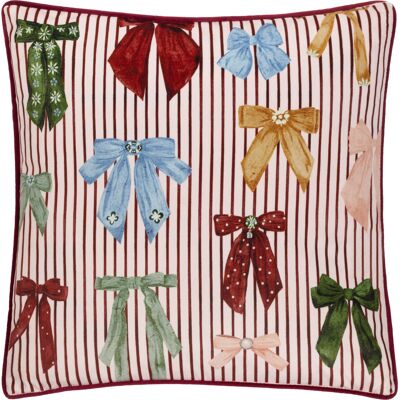 Furn. Noortje Bows Printed Cushion Cover - Pink - Size 45 Cm X 45 Cm Furn. Noortje Bows Printed Cushion Cover - Pink - Size 45 Cm X 45 Cm