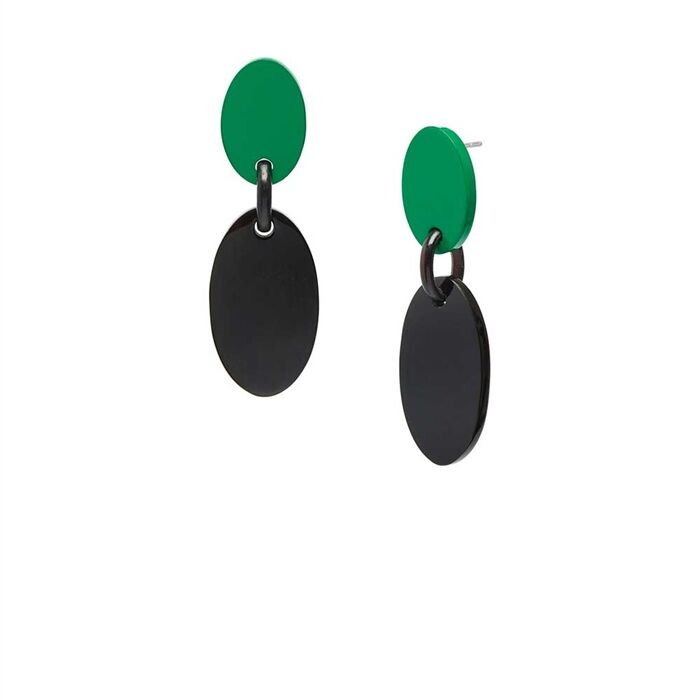 Branch Jewellery Lacquered Oval Drop Earrings In Green