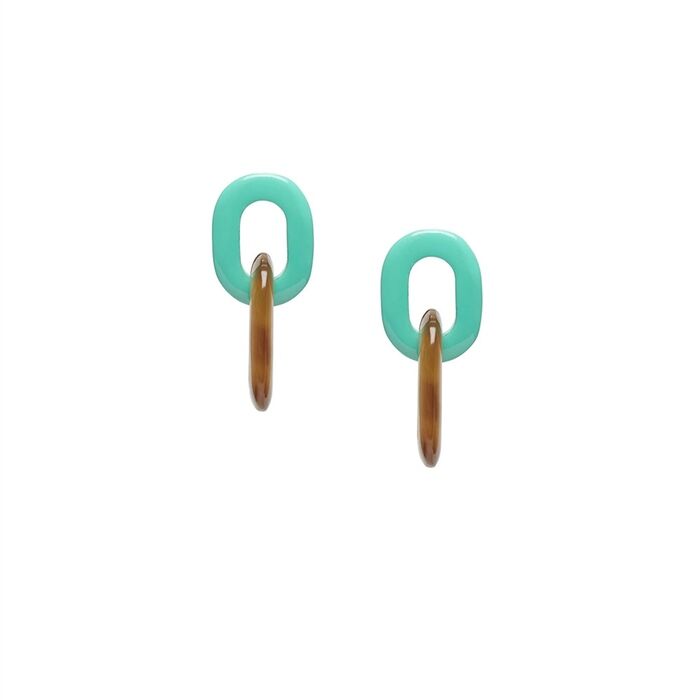Branch Jewellery Earrings Oval Link In Aquamarine Blue