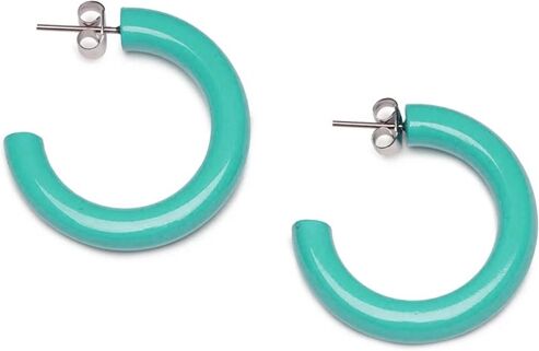 Branch Jewellery Earrings Lacquered Hoops In Aquamarine Blue