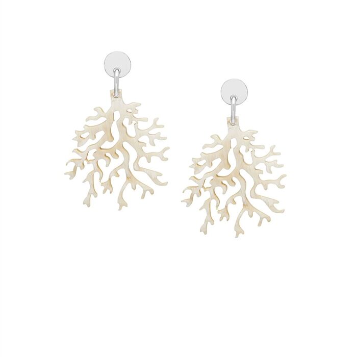 Branch Jewellery Earrings Coral Shape In White Natural