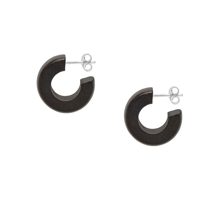 Branch Jewellery Earrings Wood Huggie Hoops in Black