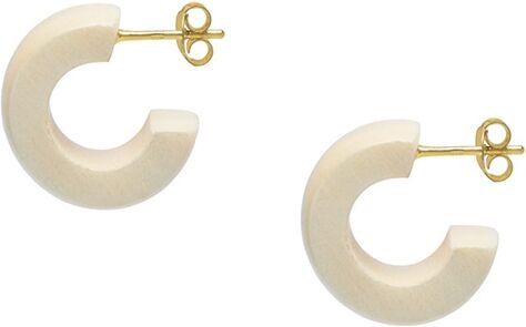 Branch Jewellery Earrings Wood Huggie Hoops in White