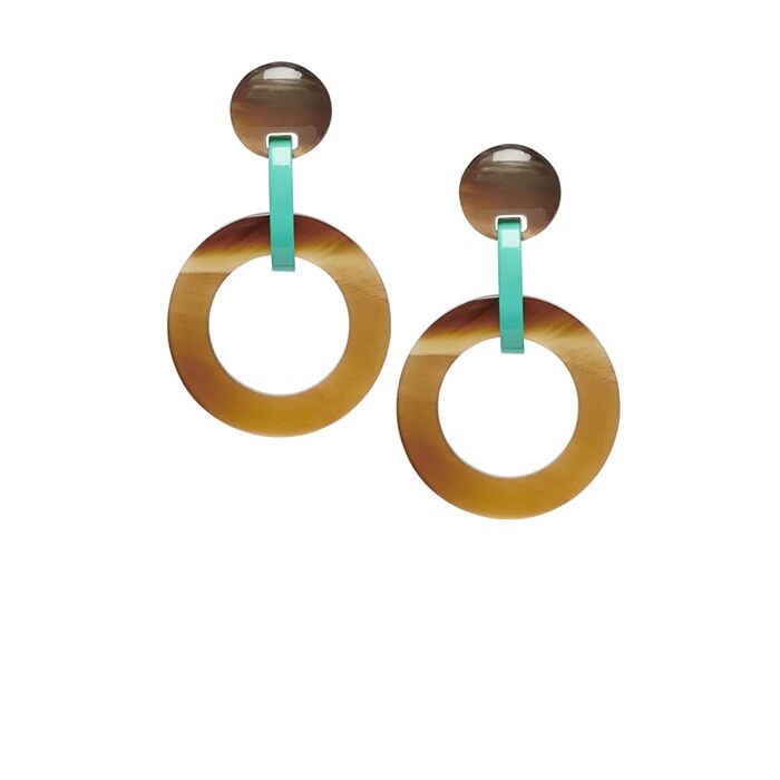 Branch Jewellery Earrings Round Link In Aquamarine Blue