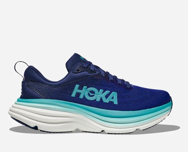 HOKA Women's Bondi 8 Road Running Shoes in Bellwether Blue/Evening Sky, Size 9