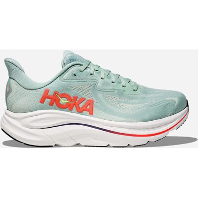 HOKA Men's Clifton 10 Road Running Shoes in Sage/Neon Flame, Size 9.5 HOKA Men's Clifton 10 Road Running Shoes in Sage/Neon Flame, Size 9.5