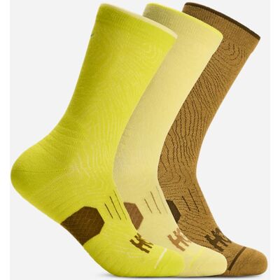 HOKA Crew Run Sock 3-Pack in Hoka Citrus/Pomelo Yellow/Mstd Seed, Size Large HOKA Crew Run Sock 3-Pack in Hoka Citrus/Pomelo Yellow/Mstd Seed, Size Large