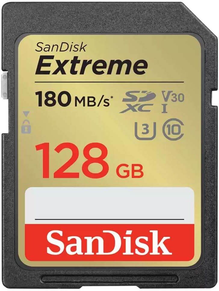 Sandisk 128GB Extreme 180MB/s UHS-I SDXC Memory Card- Electronics Accessories~~Memory~~Flash Memory~~Flash Memory Cards