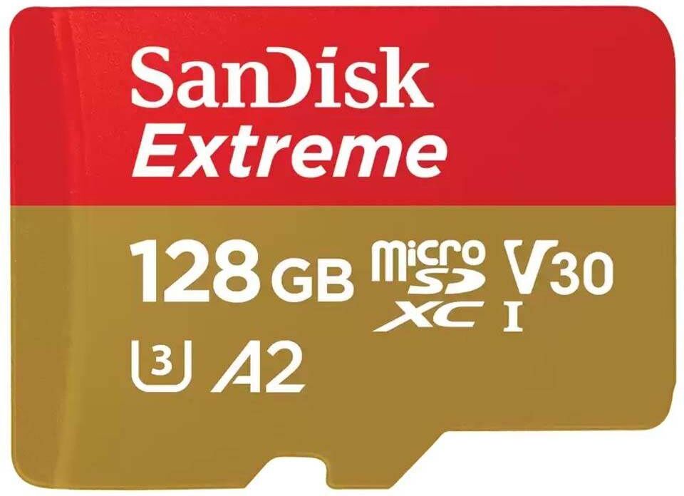 Sandisk 128GB Extreme 190MB/s A2 UHS-I microSDXC Card with SD Adapter- Electronics Accessories~~Memory~~Flash Memory~~Flash Memory Cards