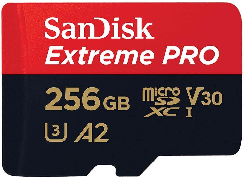 Sandisk 256GB Extreme PRO 200MB/s A2 UHS-I microSDXC with SD Adapter- Electronics Accessories~~Memory~~Flash Memory~~Flash Memory Cards