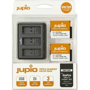 Jupio Value Pack 2x Battery GoPro HERO 9 & HERO 10 + Compact USB Triple Charger- Electronics Accessories~~Power~~Batteries Jupio Value Pack 2x Battery GoPro HERO 9 & HERO 10 + Compact USB Triple Charger- Electronics Accessories~~Power~~Batteries