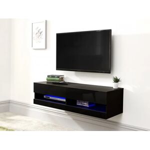 GFW Galicia 150cm Black Wall TV Cabinet With LED Lighting