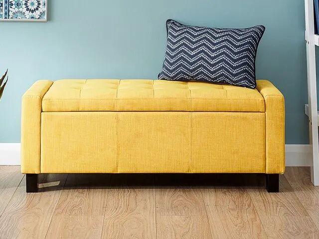 GFW Verona Mustard Fabric Ottoman Storage Bench