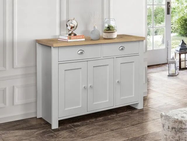 Birlea Furniture & Beds Birlea Highgate Grey and Oak Effect 3 Door 2 Drawer Sideboard