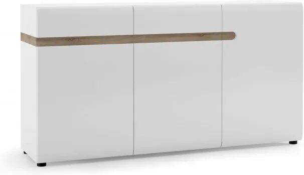 Furniture To Go Chelsea White High Gloss and Oak 2 Drawer 3 Door Sideboard