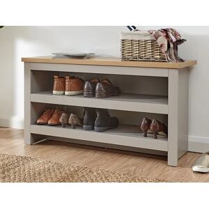 GFW Lancaster Grey and Oak Simple Shoe Bench