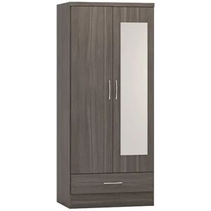 Seconique Nevada Black 2 Door 1 Drawer Mirrored Wardrobe