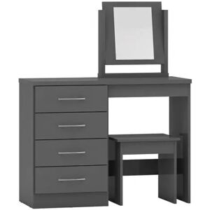 Seconique Nevada Matt Grey 4 Drawer Dressing Table and Stool