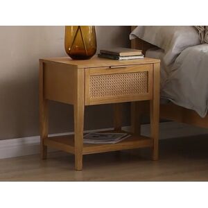 Kyoto Max Rattan and Oak 1 Drawer Bedside Table