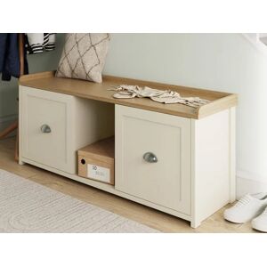 GFW Lancaster Cream and Oak 2 Door Shoe Bench