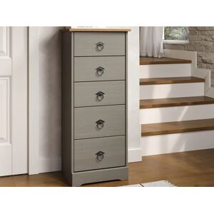Core Products Core Corona Compact Grey and Pine 5 Drawer Narrow Chest of Drawers