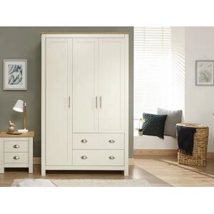 GFW Lancaster Cream and Oak 3 Door 2 Drawer Wardrobe