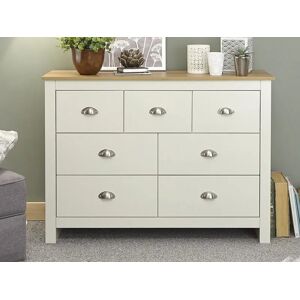 GFW Lancaster Cream and Oak 7 Drawer Merchant Chest of Drawers