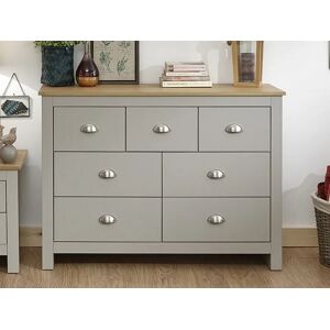 GFW Lancaster Grey and Oak 7 Drawer Merchant Chest of Drawers